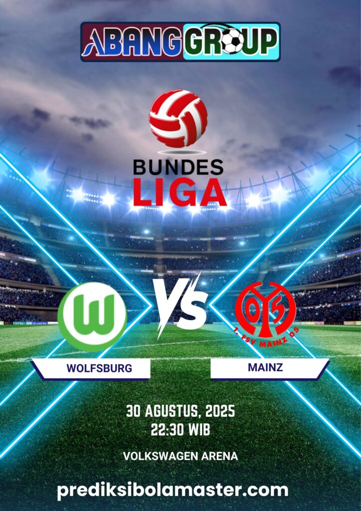 Prediksi skor Wolfsburg vs Mainz 30 Ags 2025. Temukan analisis laga, H2H & tips taruhan terbaik dari prediksibolamaster untuk laga ini.
