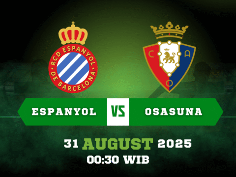 Prediksi skor Espanyol vs Osasuna 31 Ags 2025. Temukan analisis laga, H2H & tips taruhan terbaik dari prediksibolamaster.