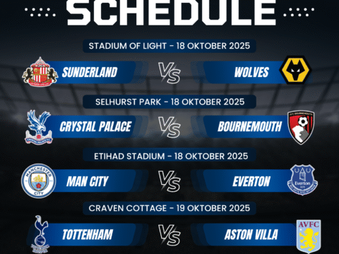 Jadwal Pertandingan Liga Inggris Pekan Kedelapan 2025 | prediksibolamaster