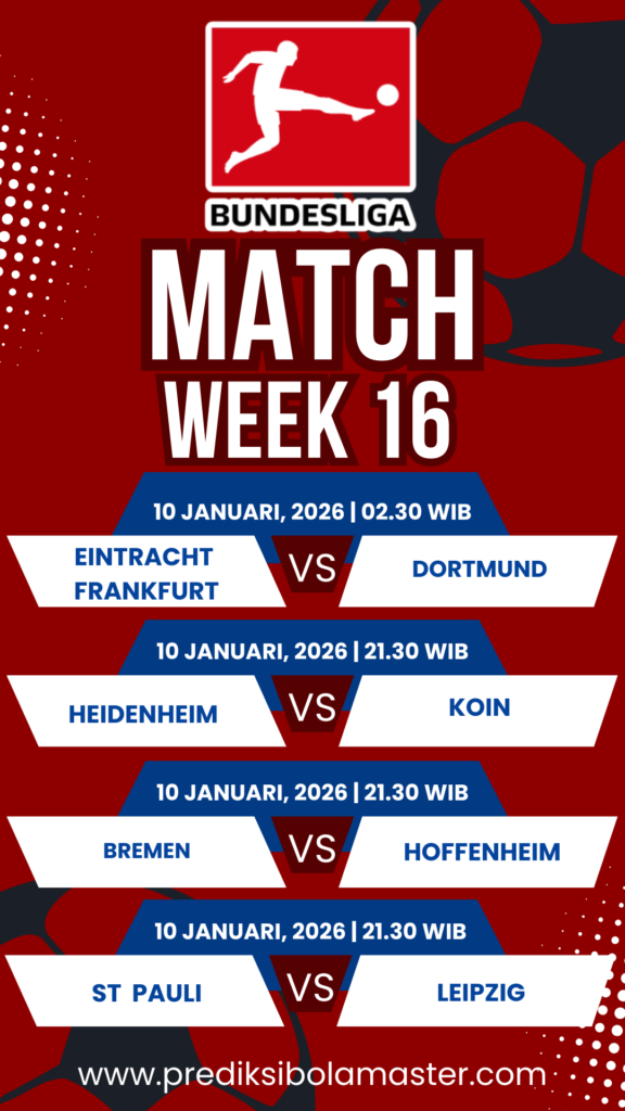Jadwal Lengkap Bundesliga Pekan Ke-16 Musim 2025/2026