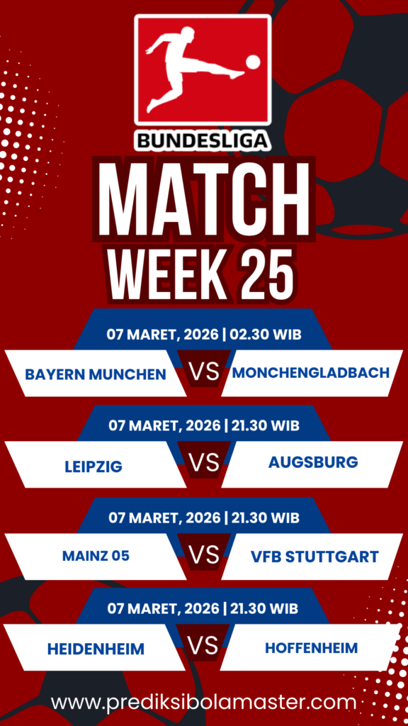 Jadwal Liga Pertandingan BUNDESLIGA Pekan Ke-25
