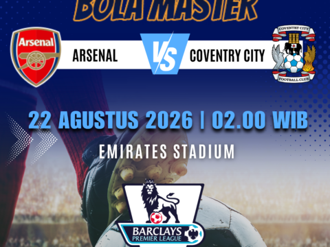 Prediksi Arsenal vs Coventry City 22 Agustus 2026 dari prediksibolamaster