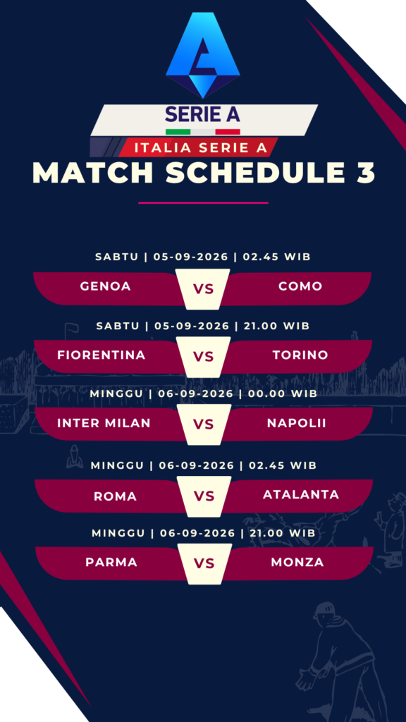 Jadwal Liga Italia Serie A Pekan 3 Musim 2026/2027